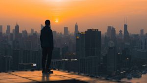 Guy-In-Hoodie-Looking-Over-Cityscape