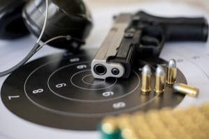 Pistol-and-bullets-on-target