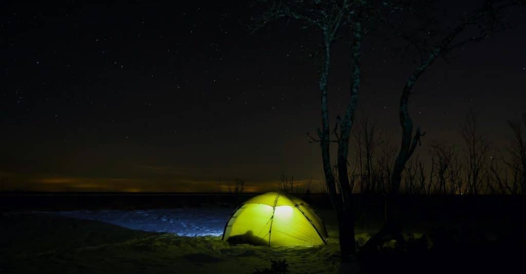 night time in a tent