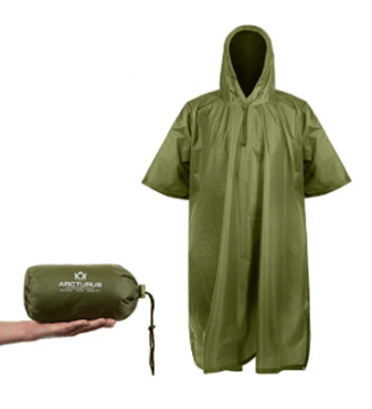 Arcturus Lightweight Ripstop Nylon Rain Poncho with Adjustable Hood